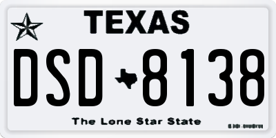 TX license plate DSD8138