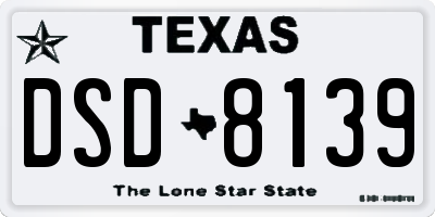 TX license plate DSD8139