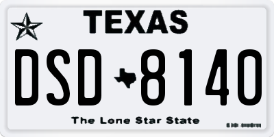 TX license plate DSD8140