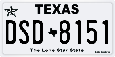 TX license plate DSD8151
