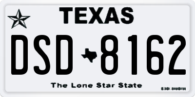 TX license plate DSD8162