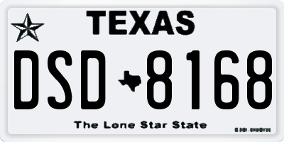 TX license plate DSD8168