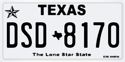 TX license plate DSD8170