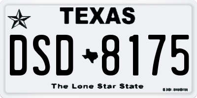 TX license plate DSD8175