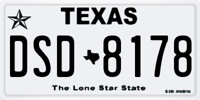 TX license plate DSD8178
