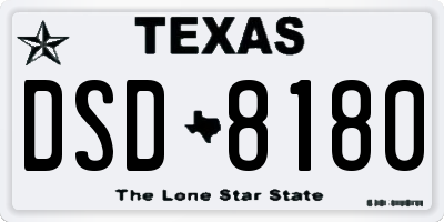 TX license plate DSD8180