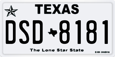 TX license plate DSD8181