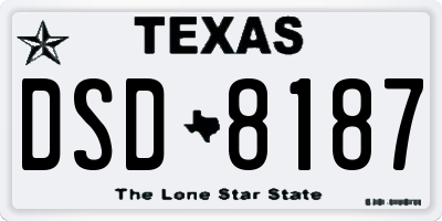 TX license plate DSD8187