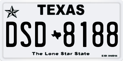 TX license plate DSD8188