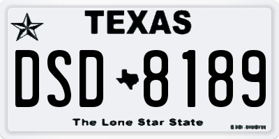 TX license plate DSD8189