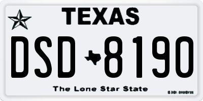 TX license plate DSD8190
