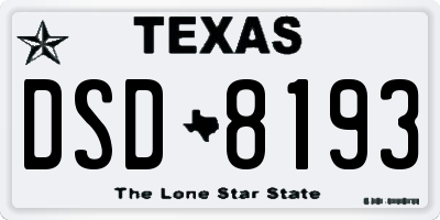 TX license plate DSD8193