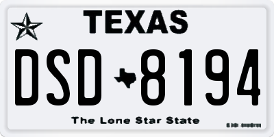 TX license plate DSD8194