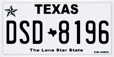 TX license plate DSD8196