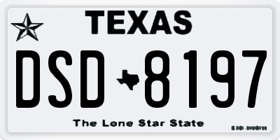 TX license plate DSD8197