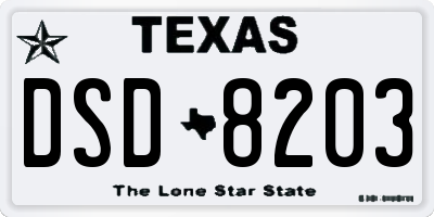 TX license plate DSD8203