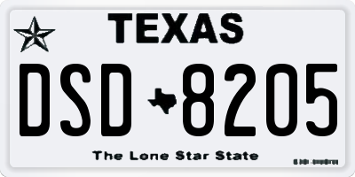 TX license plate DSD8205