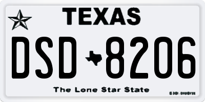 TX license plate DSD8206