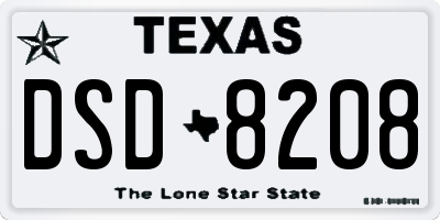 TX license plate DSD8208