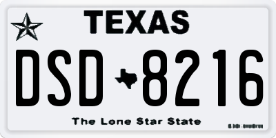 TX license plate DSD8216