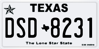 TX license plate DSD8231