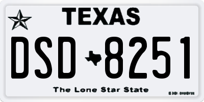 TX license plate DSD8251
