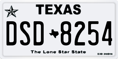 TX license plate DSD8254