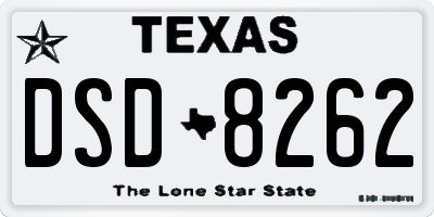 TX license plate DSD8262