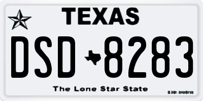 TX license plate DSD8283