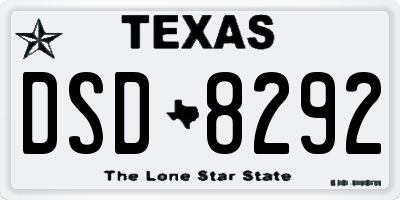 TX license plate DSD8292