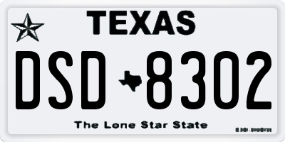 TX license plate DSD8302