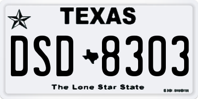 TX license plate DSD8303