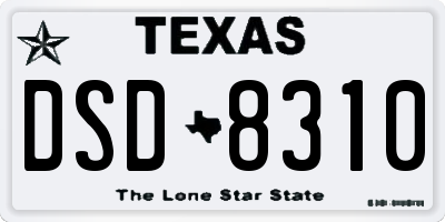 TX license plate DSD8310