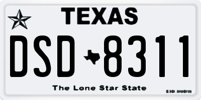 TX license plate DSD8311