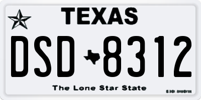 TX license plate DSD8312