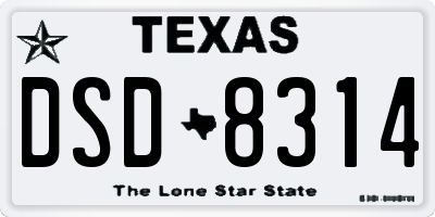 TX license plate DSD8314