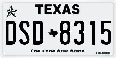 TX license plate DSD8315