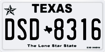 TX license plate DSD8316