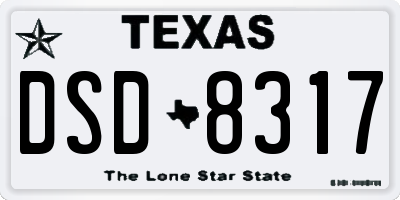 TX license plate DSD8317