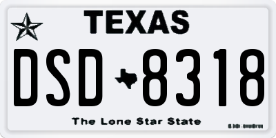 TX license plate DSD8318