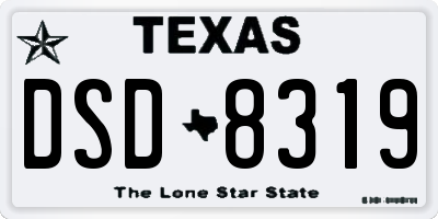 TX license plate DSD8319