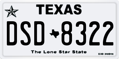 TX license plate DSD8322