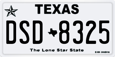TX license plate DSD8325