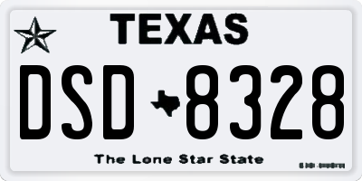 TX license plate DSD8328