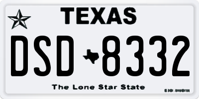 TX license plate DSD8332