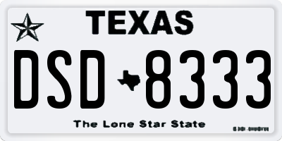TX license plate DSD8333