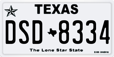 TX license plate DSD8334