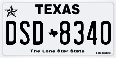 TX license plate DSD8340