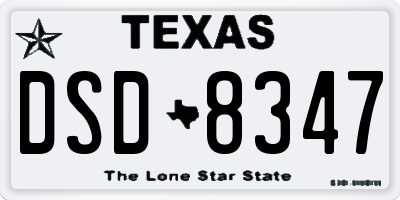 TX license plate DSD8347