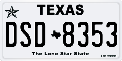 TX license plate DSD8353
